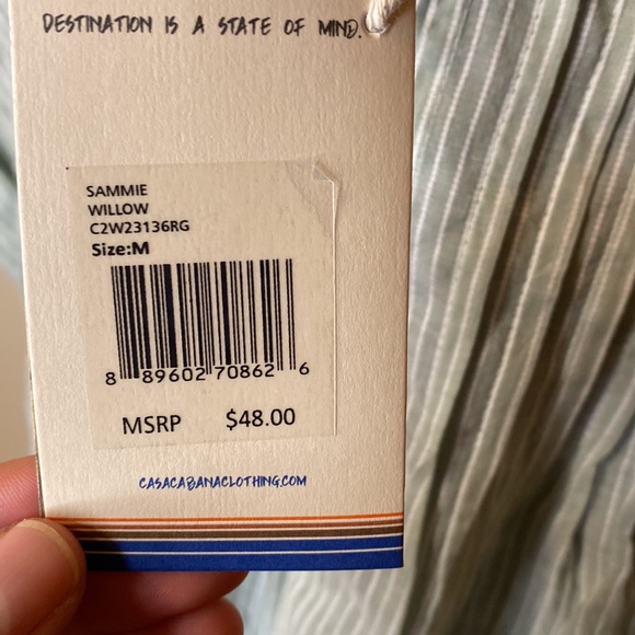 NWT! Casa Cabana Sammie Dobby Stripe Short Sleeve Button-Up Tunic Shirt - Picture 7 of 8